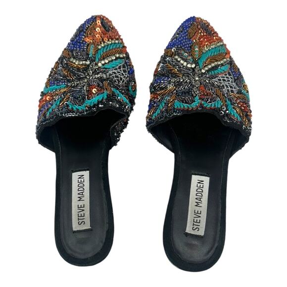 Steve Madden Lyrics Beaded Sequin Slip-On Mules Flats Size 7 Multicolor - Picture 3 of 10